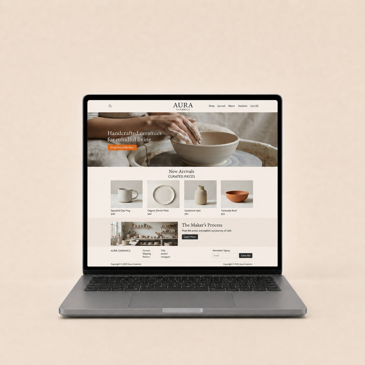 Site de Terre & Feu, Céramiste, boutique en ligne, créé avec Viziit