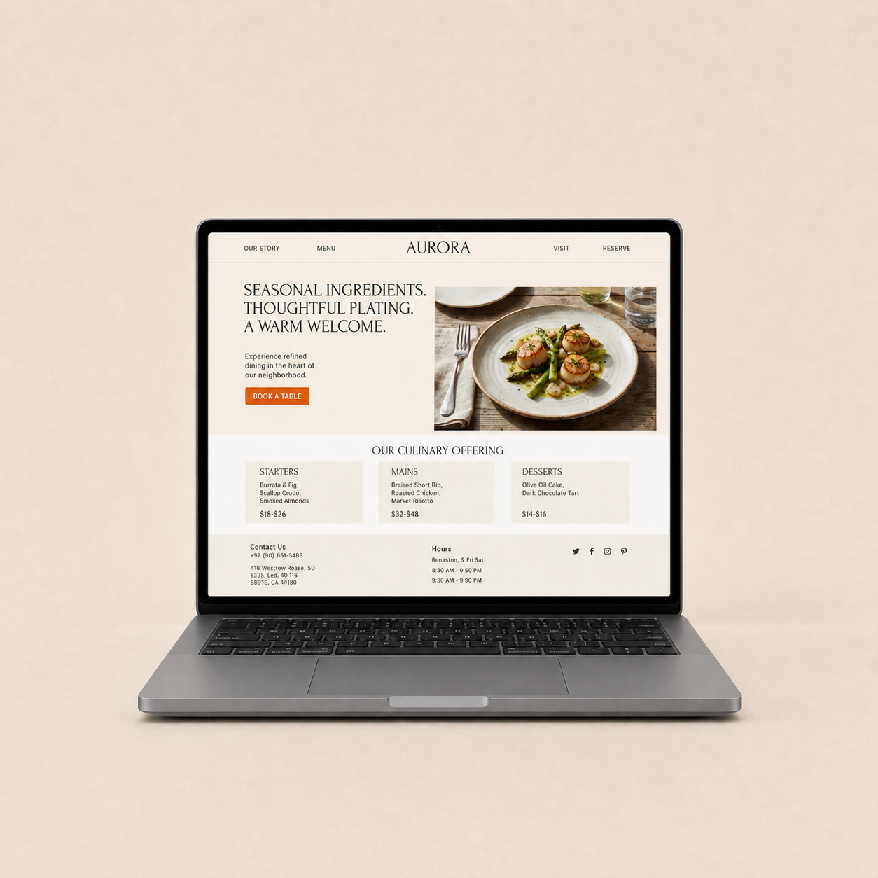 Site de Maison Solène, Restaurant de saison, créé avec Viziit